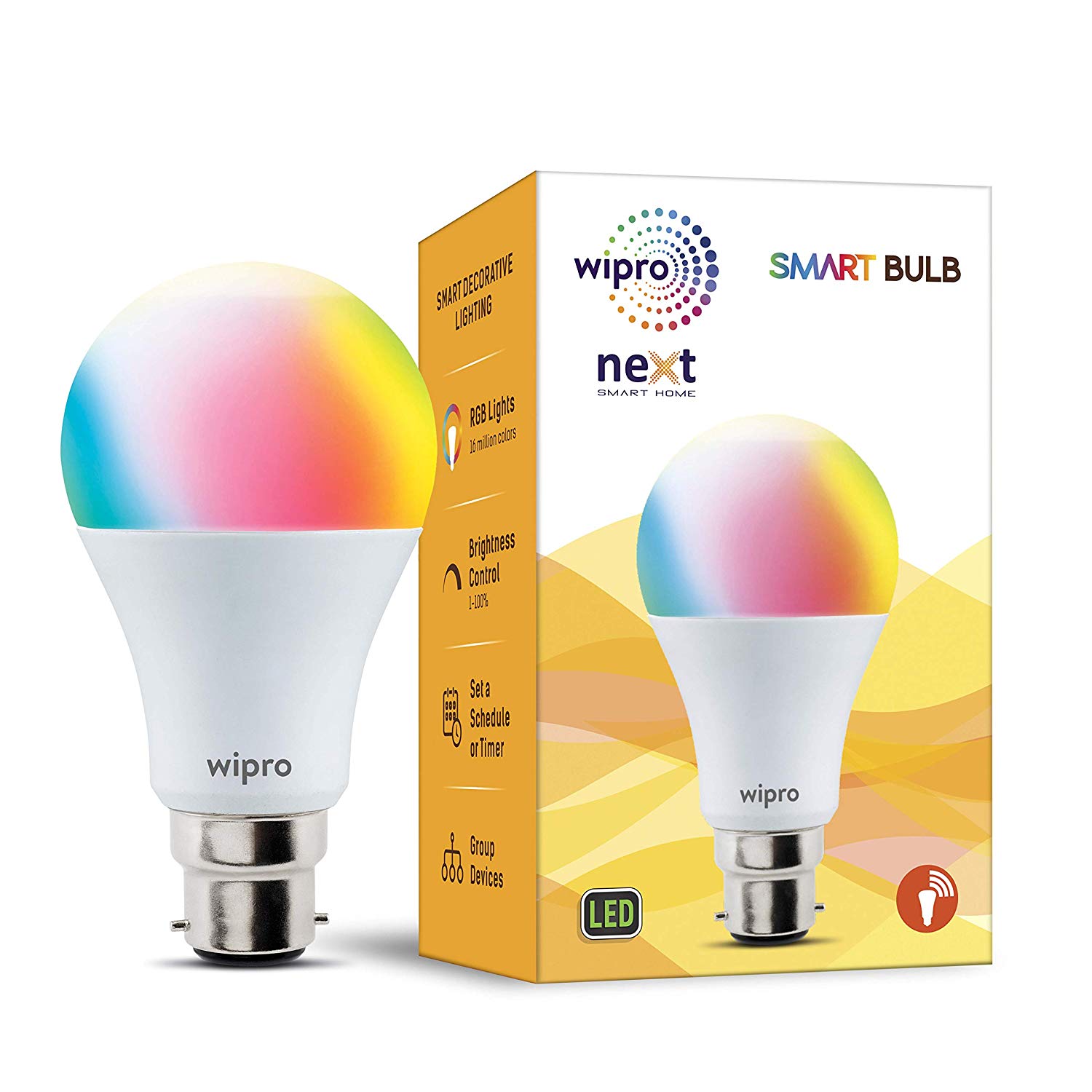 Amazon - Amazon: Wipro WiFi Enabled Smart LED Bulb B22 12-Watt (16 Million Colors + Warm White/Neutral White/White) (Compatible with Amazon Alexa and Google Assistant)