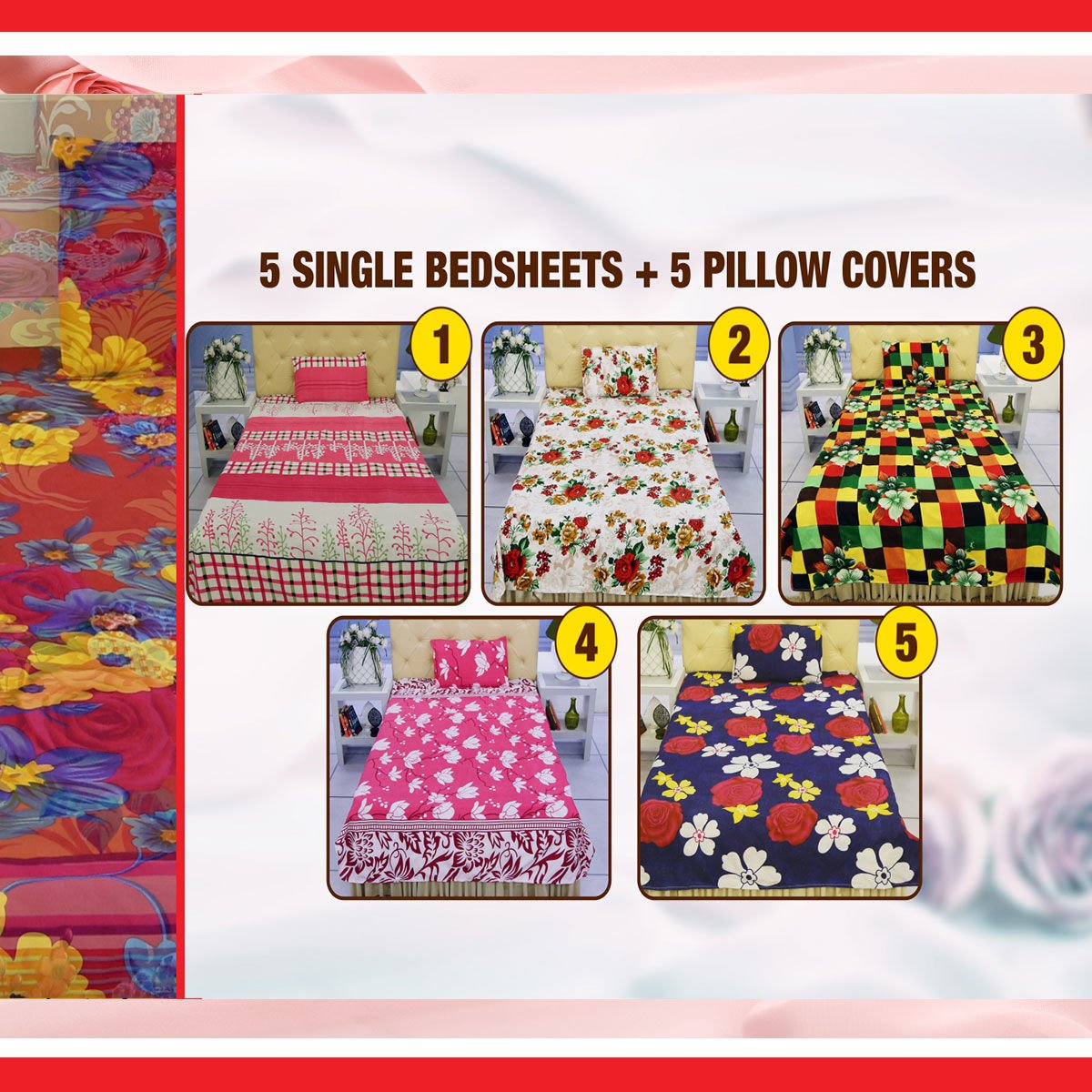 70% Off on Set of 5 Nature’s Love 3D Print Bed Sheets with 10 Pillow Covers