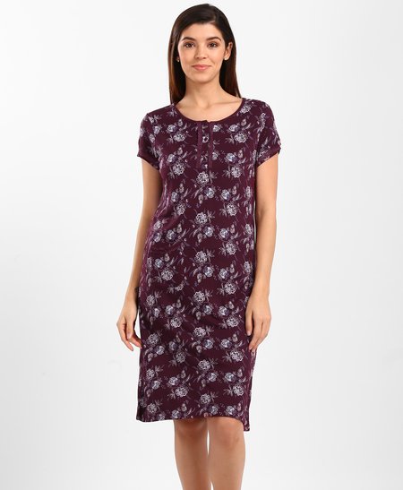 All Over Printed Short Night Gown